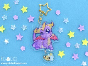 llavero acrílico spyro el dragón videojuego fanart