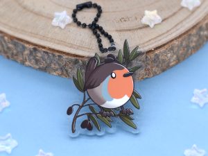 Llavero acrílico Petirrojo (Erithacus rubecula)
