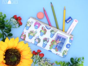 estuche handmade flores y conejos