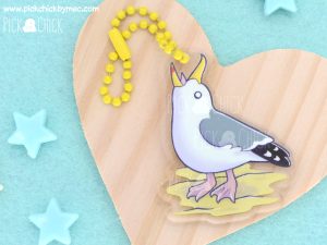 llavero acrílico gaviota kawaii