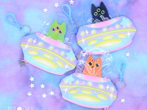 monedero gato alien hecho a mano kawaii