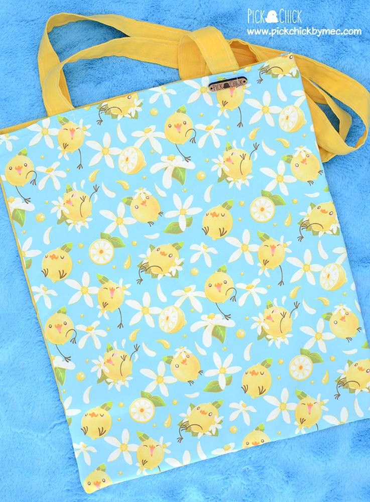 totebag pollito limon hecha a mano