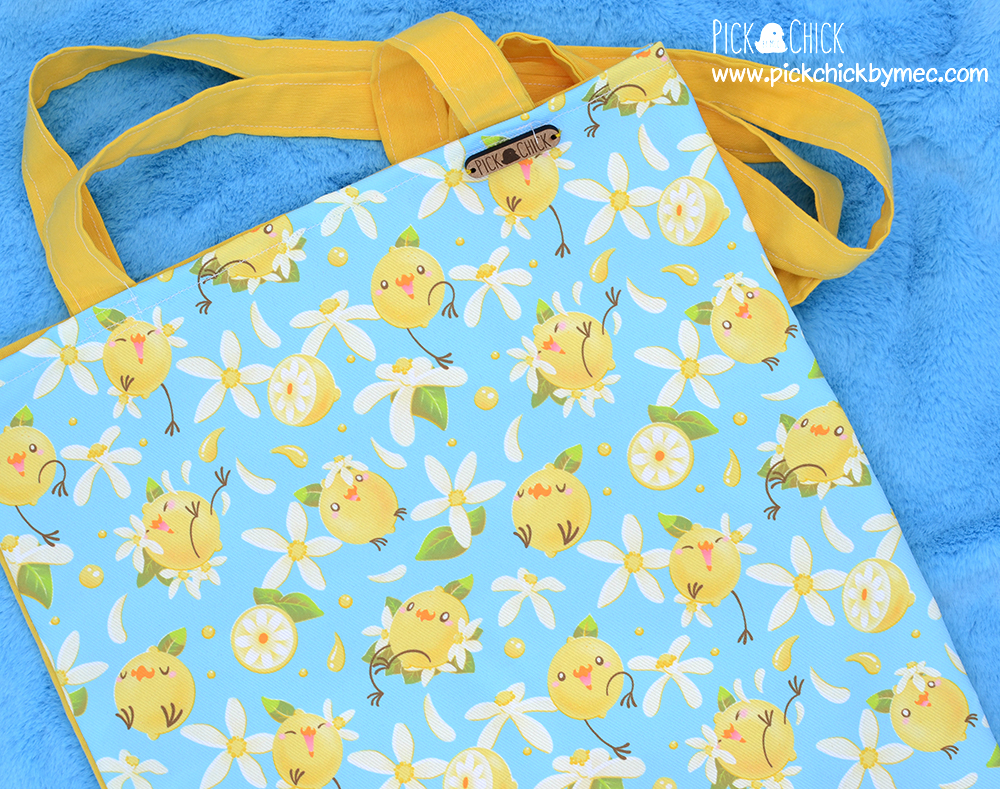 totebag pollito limon hecha a mano