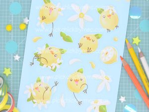 pegatinas pollito limon
